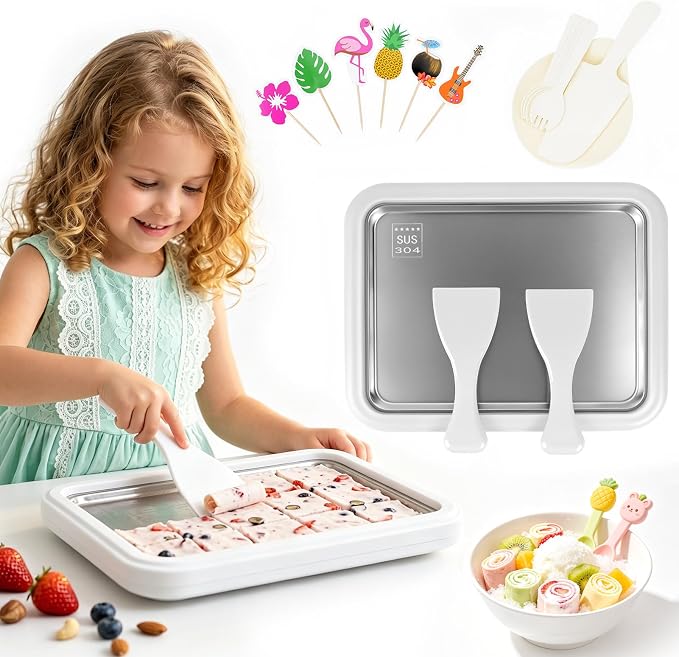 Máquina de Helado Enrollado, Placa Fría Instantánea, Ideal para Hacer Helado Enrollado