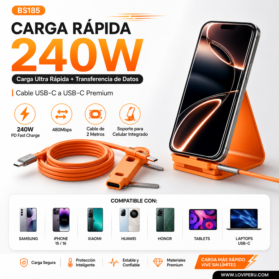 CABLE CARGA RAPIDA 240W