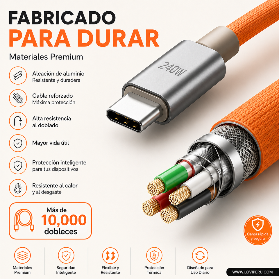 CABLE CARGA RAPIDA 240W