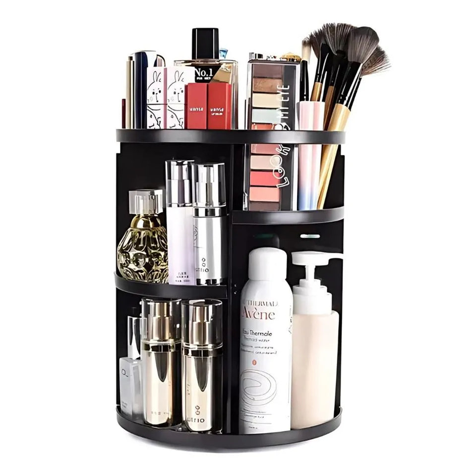 Organizador de Maquillaje Cosméticos Giratorio 360° Ajustable Negro
