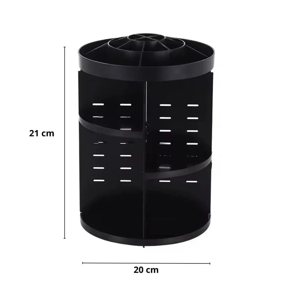 Organizador de Maquillaje Cosméticos Giratorio 360° Ajustable Negro